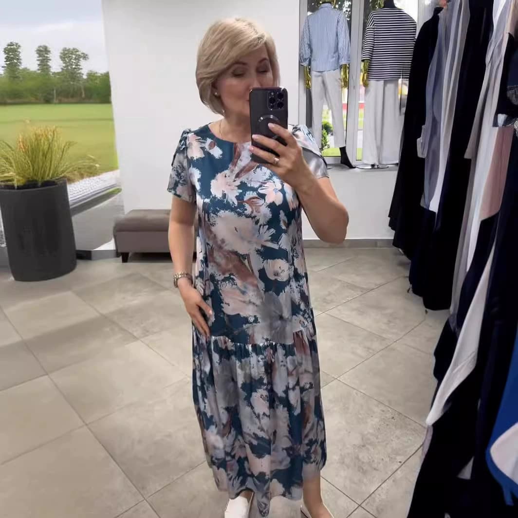 Vestido de verão floral em popeline para mulheres