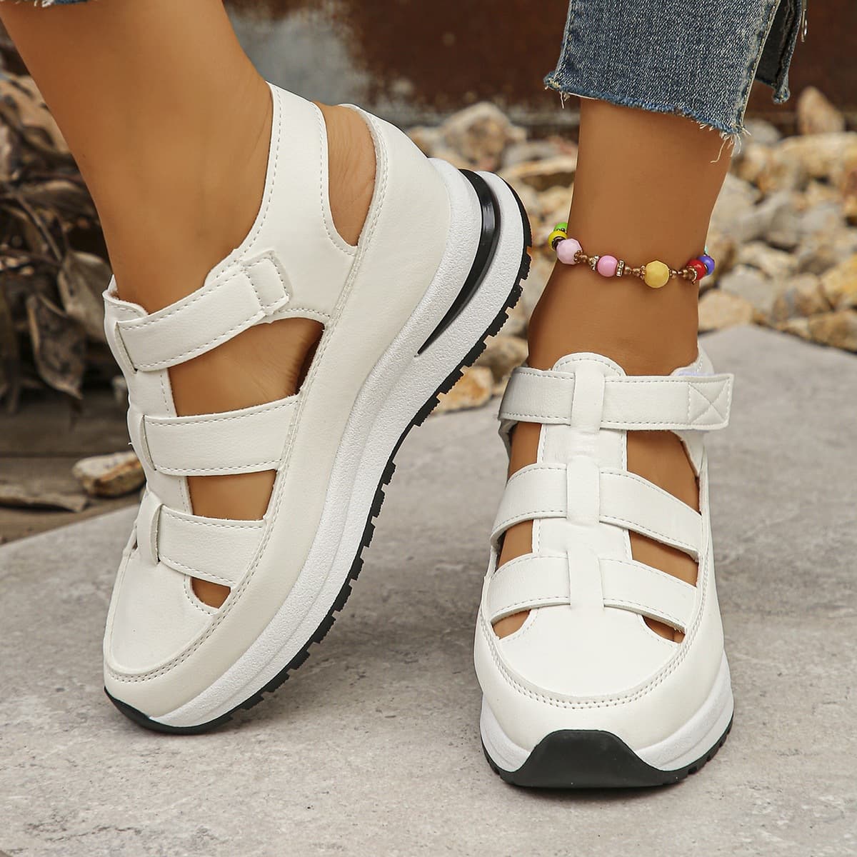 Sapatos Femininos RespiráVeis De VerãO Com Plataforma E Design Vazado Baotou.