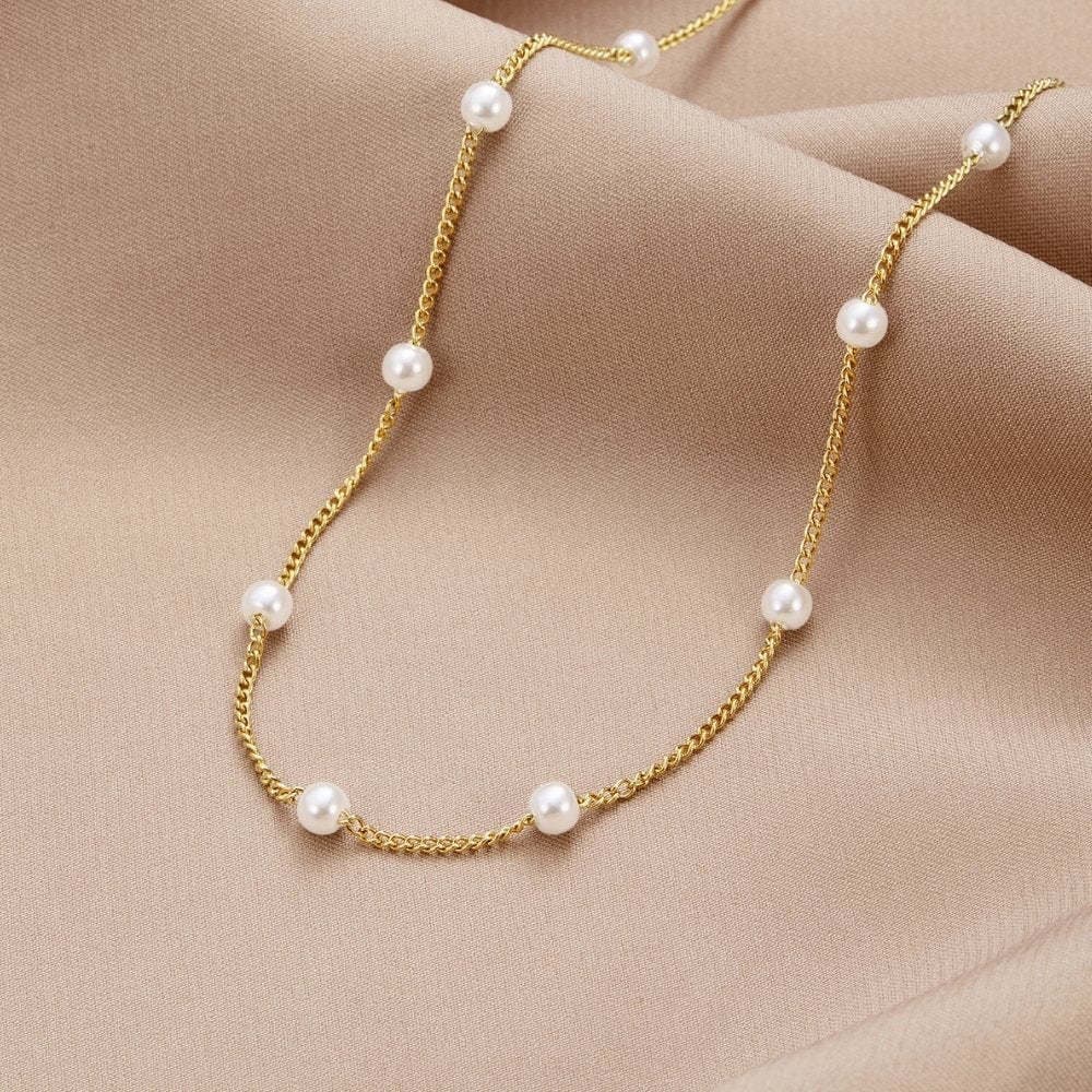 Colar De PéRolas Em AçO TitâNio Para Mulheres