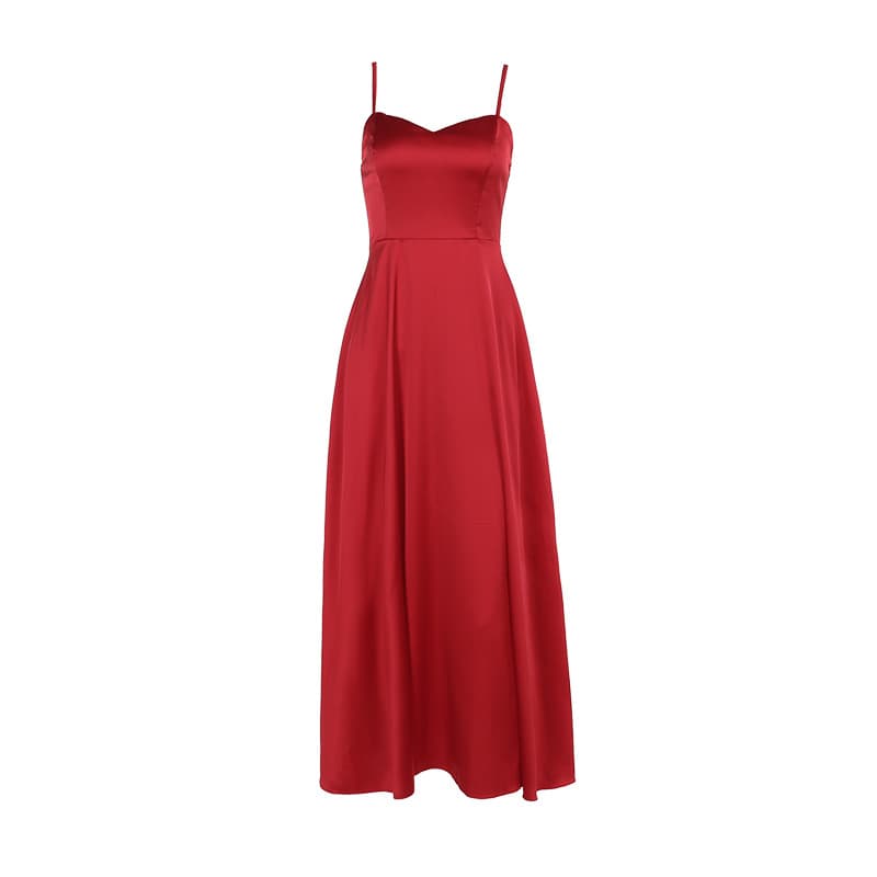 Vestido feminino de verão justo com alças de cetim 5