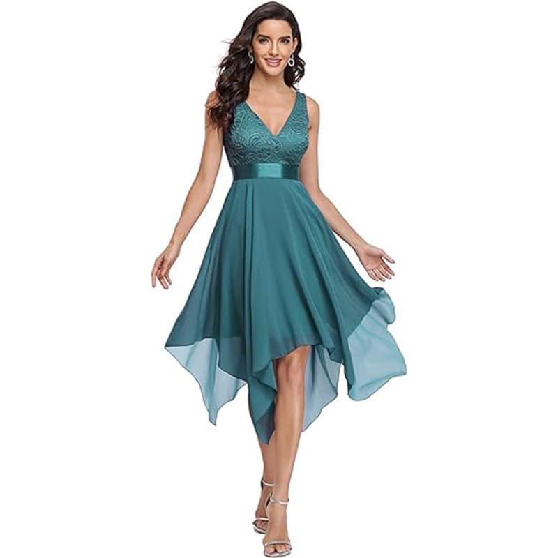 Vestido Em Chiffon Com Renda 5