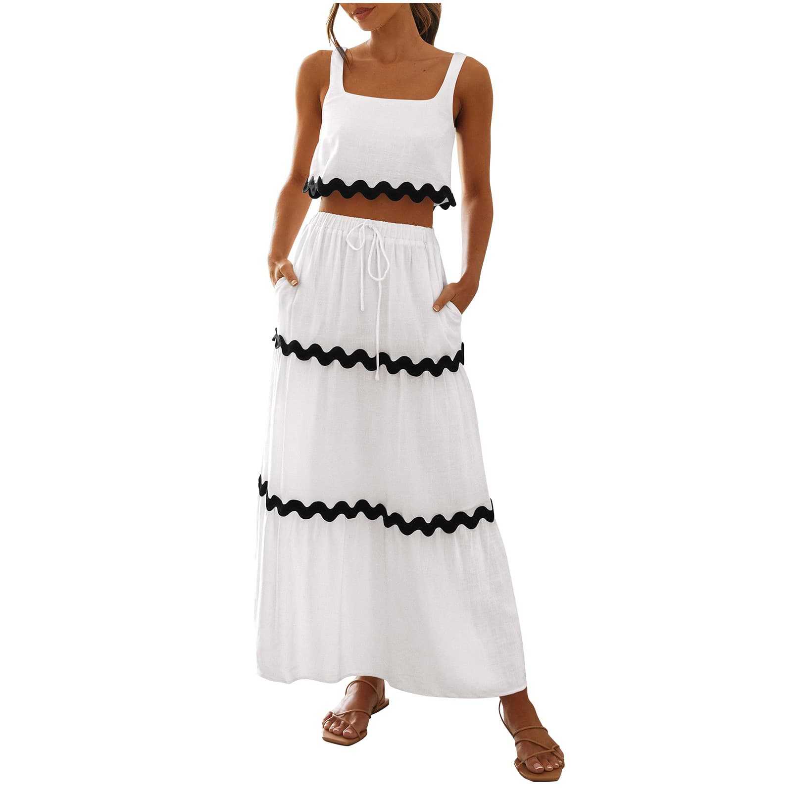 Novo conjunto de vestido sem mangas para primavera/verão para mulheres 3