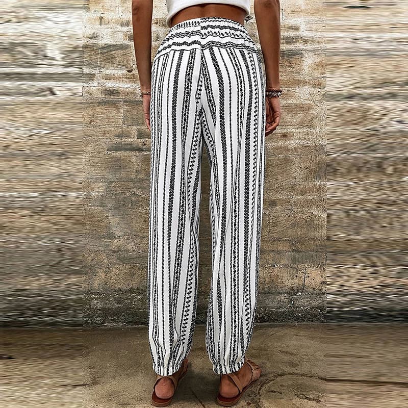 Calça Casual Listrado Com Estampa Floral 6