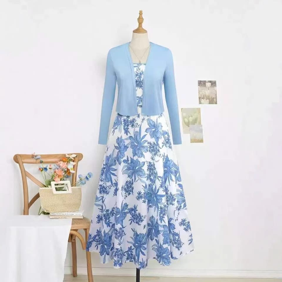 Conjunto de vestido elegante de duas peças para mulheres
