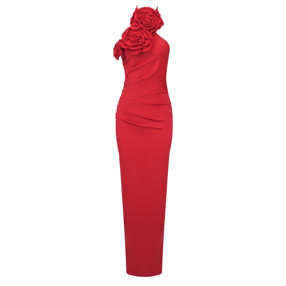 Vestido Longo De Cintura Alta Com Decote 4