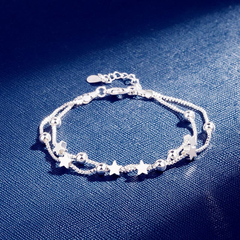 Pulseira Pentagrama Prateada para Mulheres