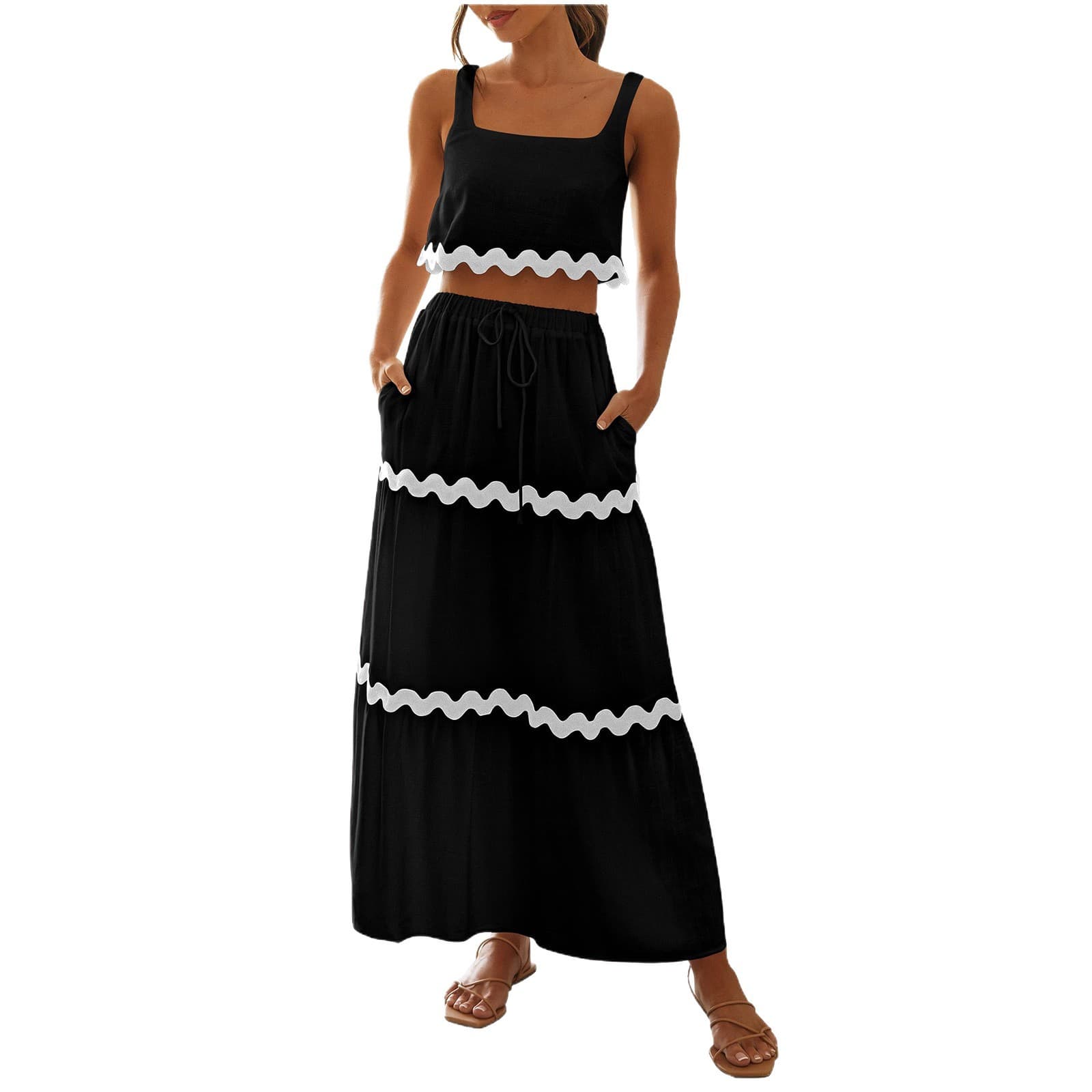 Novo conjunto de vestido sem mangas para primavera/verão para mulheres 5