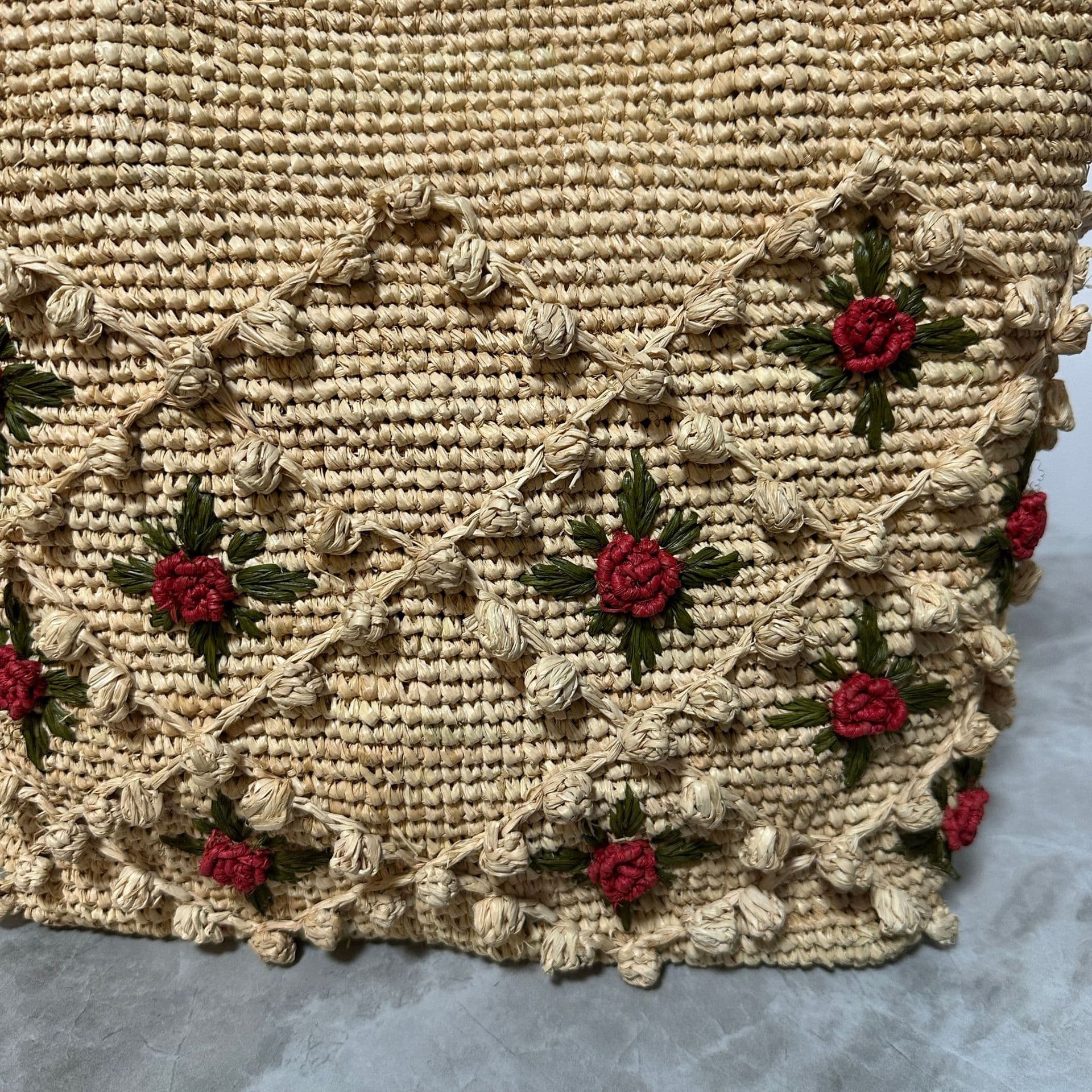 Bolsa De MãO Feminina Em RáFia Com Flor Rosa 3D 2