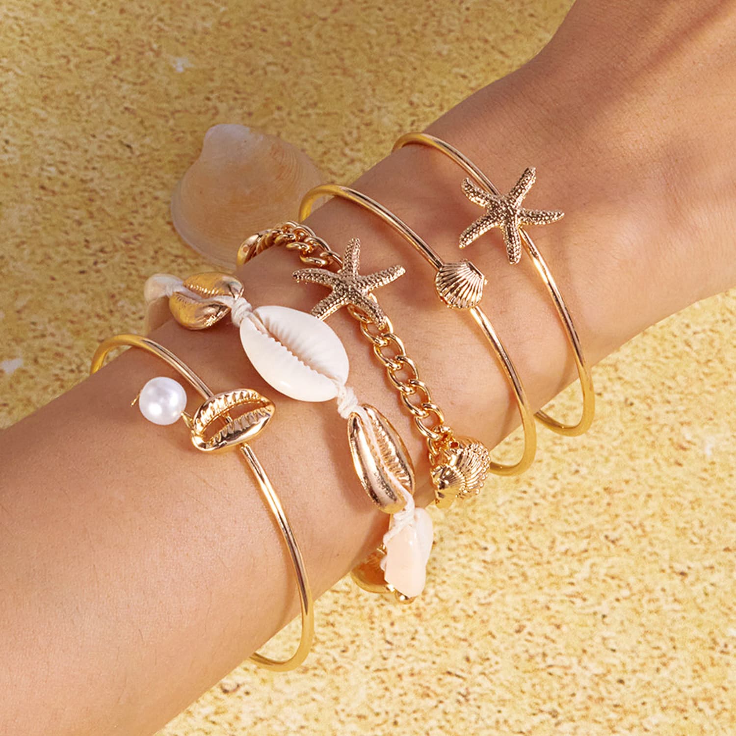 Conjunto de pulseira boêmia para férias femininas