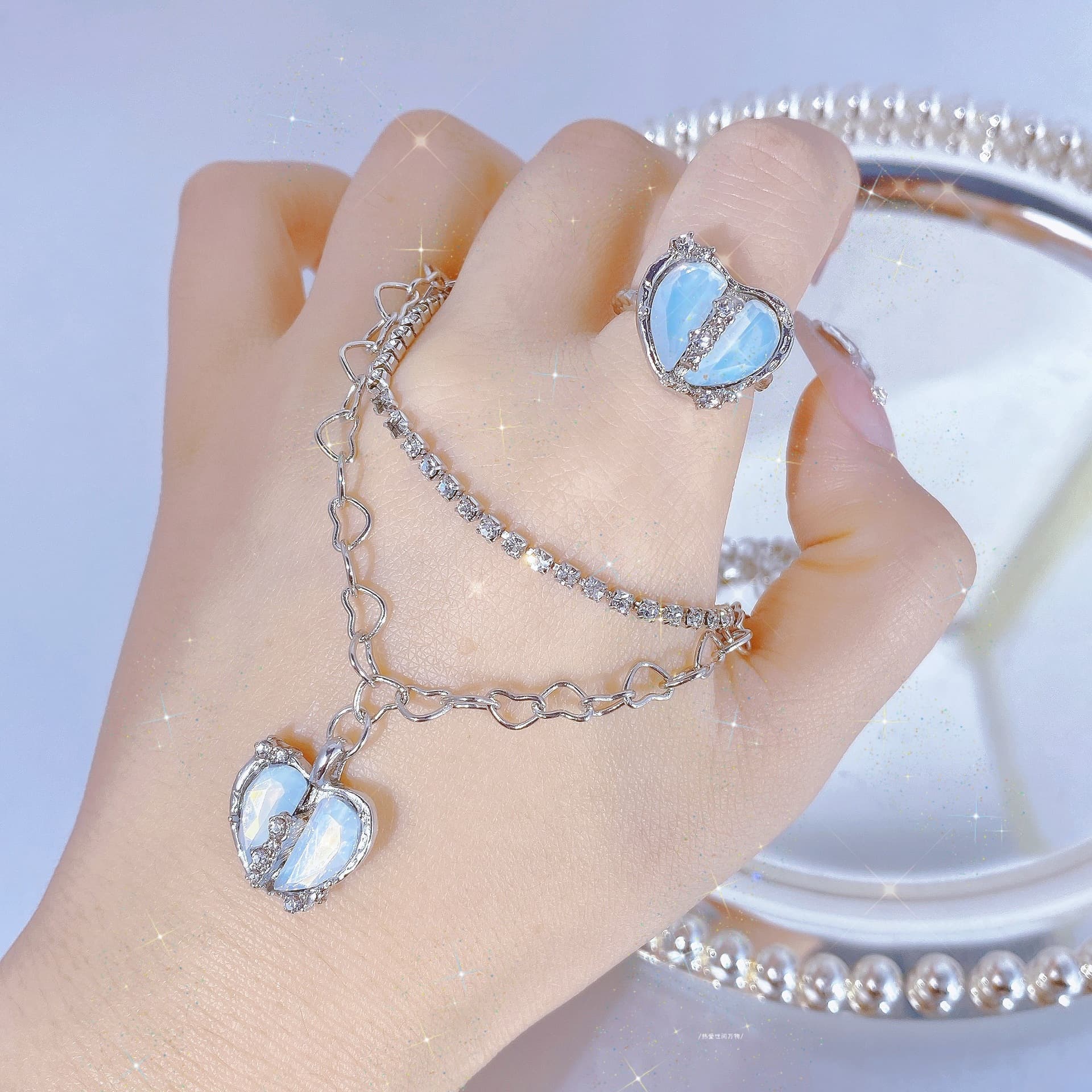 Anel Bijuterias Love Heart Shape Conjunto Feminino