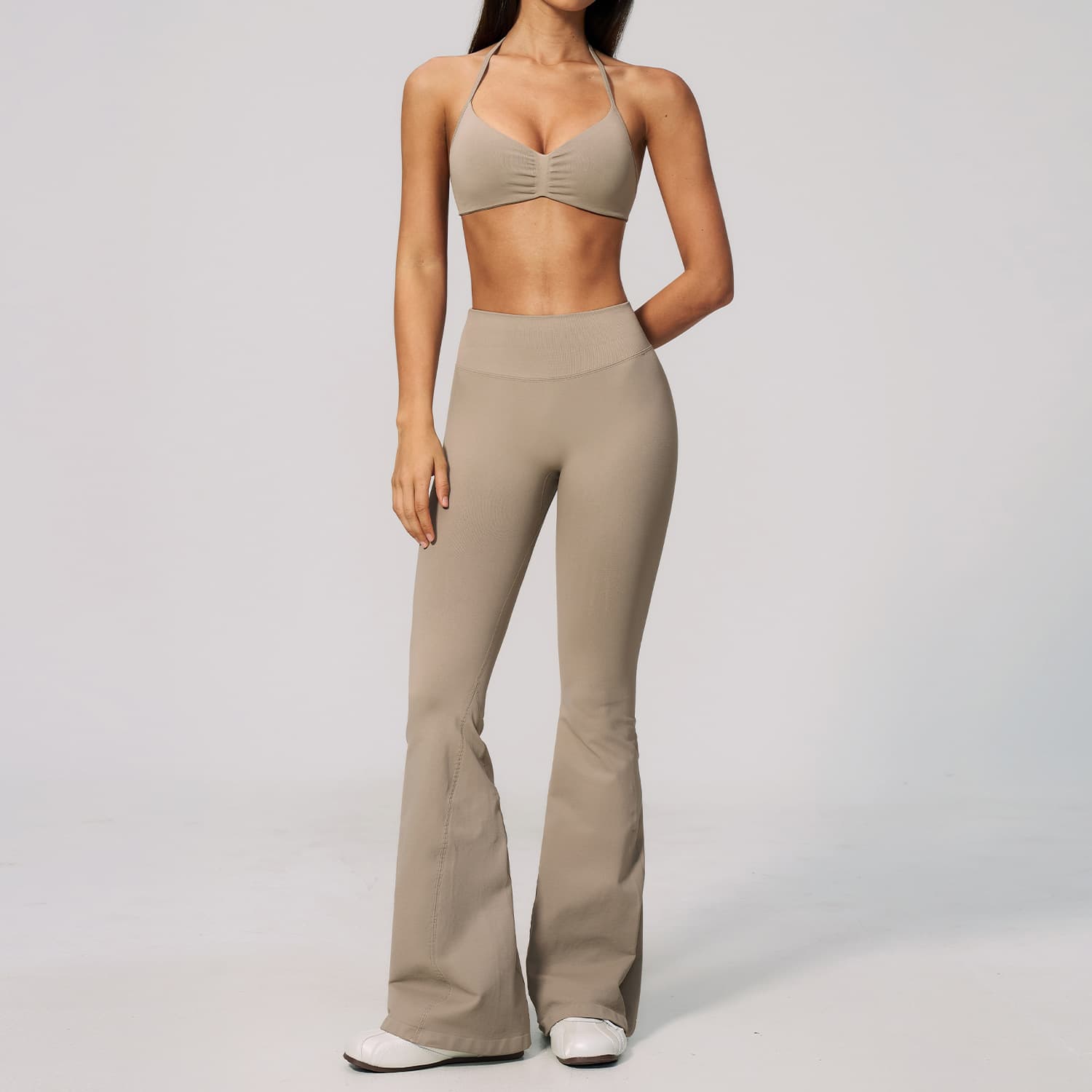 Conjunto de top frente única e calça para mulheres 2