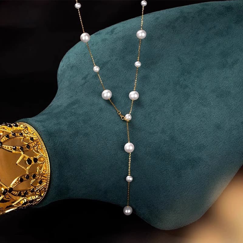 Colar Com Pingente De PéRolas De áGua Doce Para Mulheres