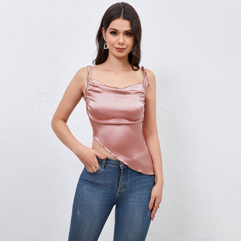 Blusa curta feminina de amarrar com modelagem justa