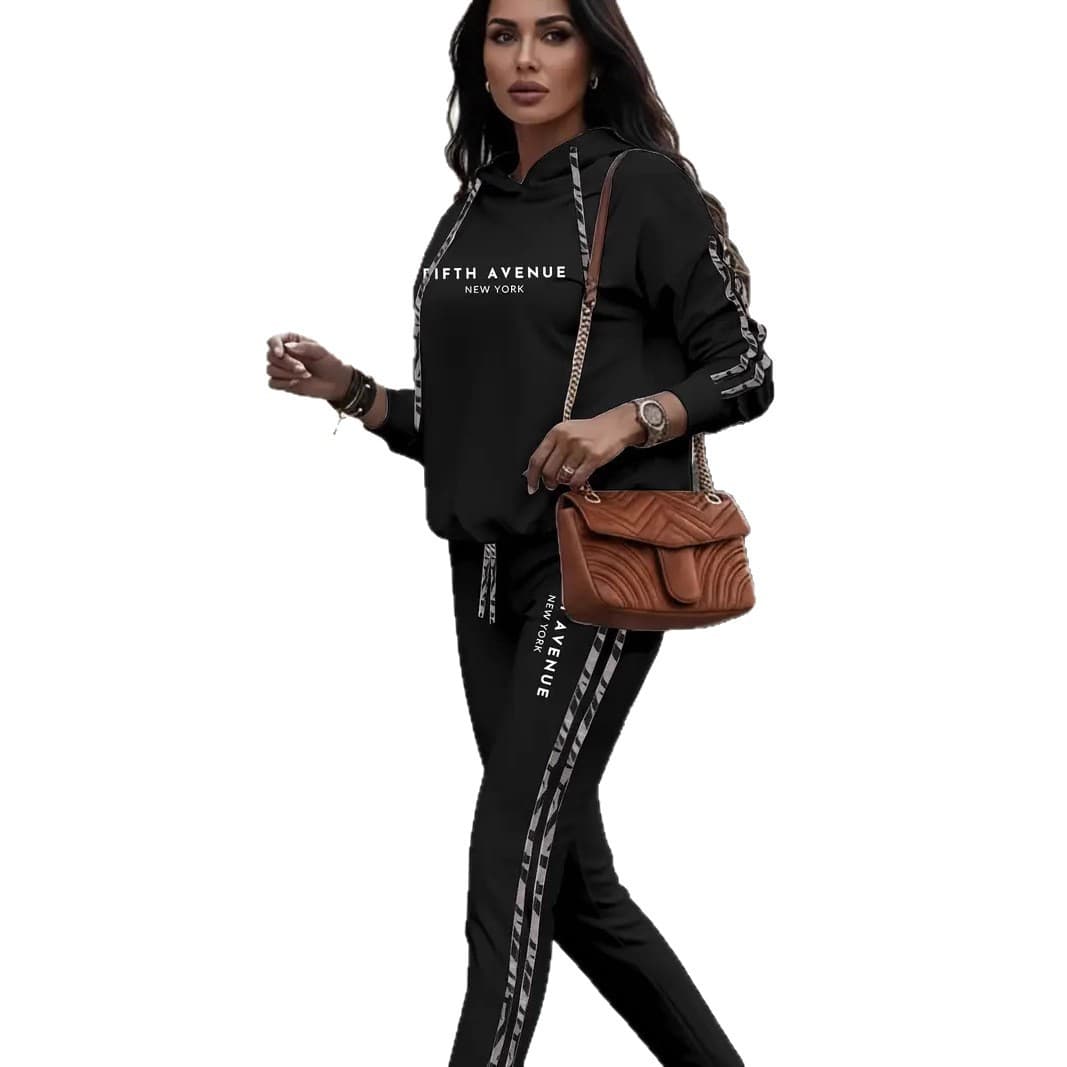 Conjunto De Moletom Feminino Para Outono E Inverno, Estilo Casual E Esportivo. 5