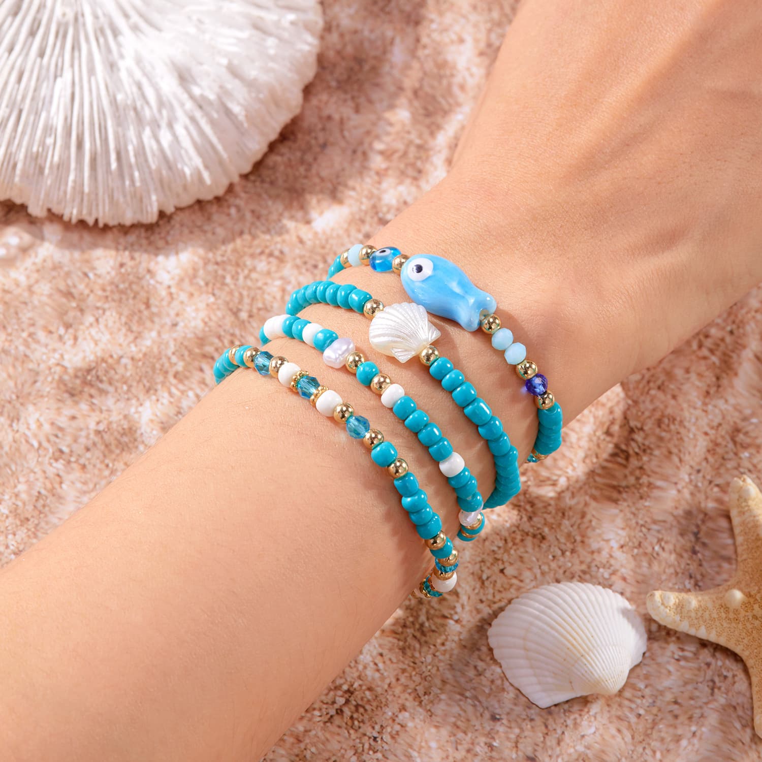 Conjunto de pulseira boêmia para férias femininas 2