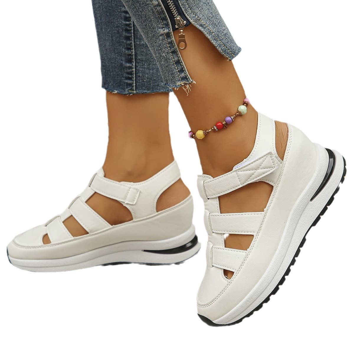 Sapatos Femininos RespiráVeis De VerãO Com Plataforma E Design Vazado Baotou.