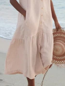 Vestido Longo Feminino De AlgodãO Puro Com AlçAs Finas E Modelagem Elegante.