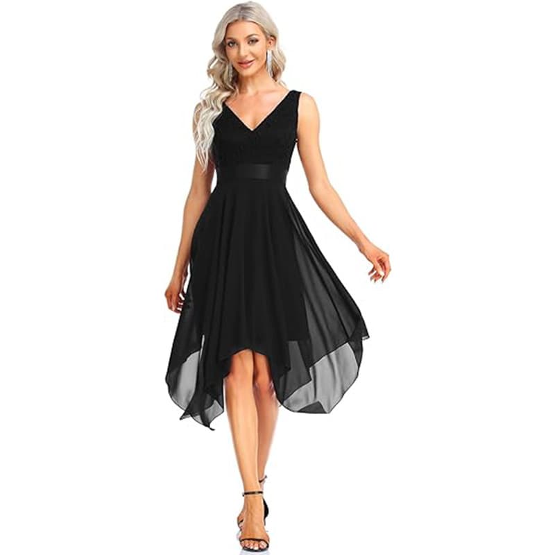 Vestido Em Chiffon Com Renda 4