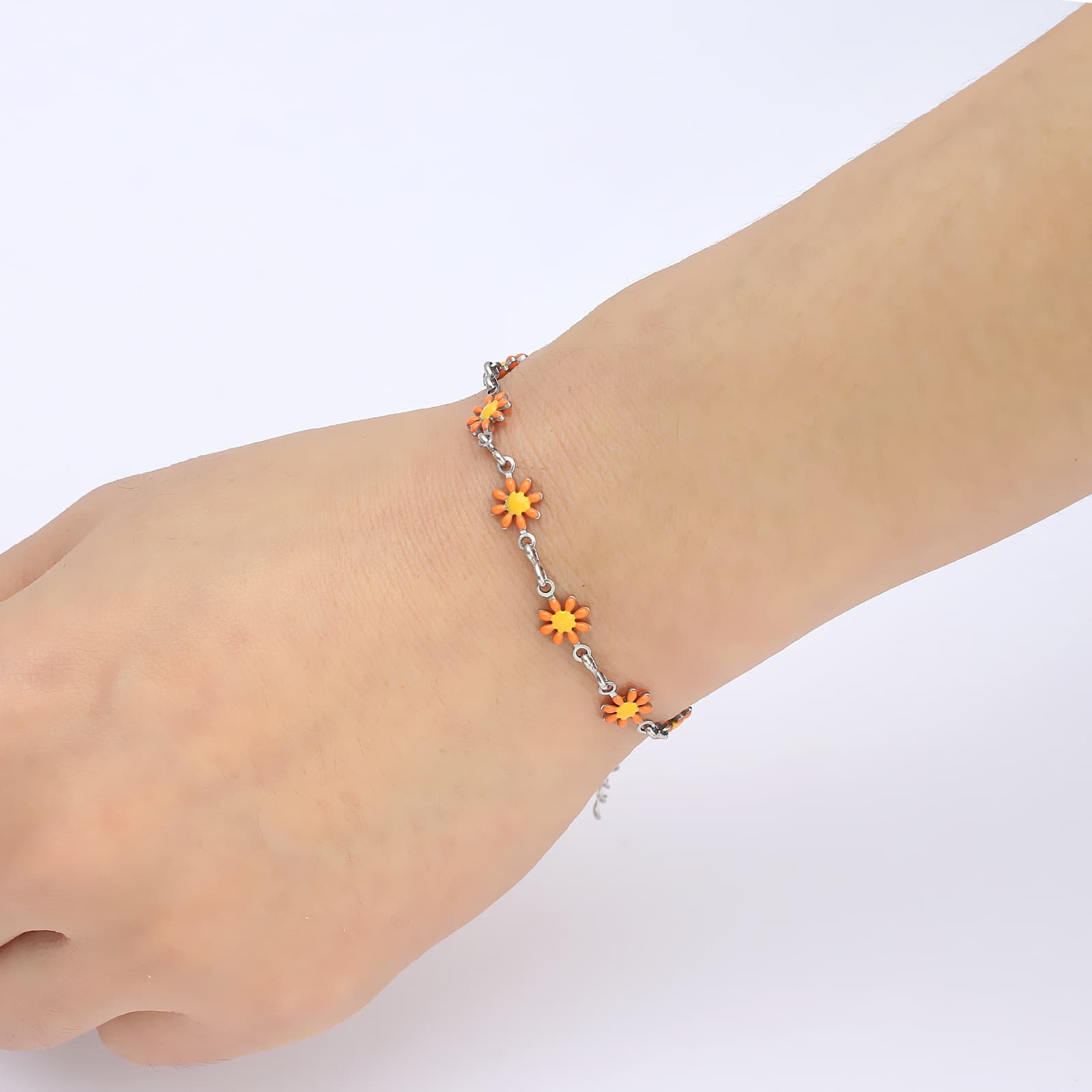 Bracelete pequena com flor nova para mulheres 7