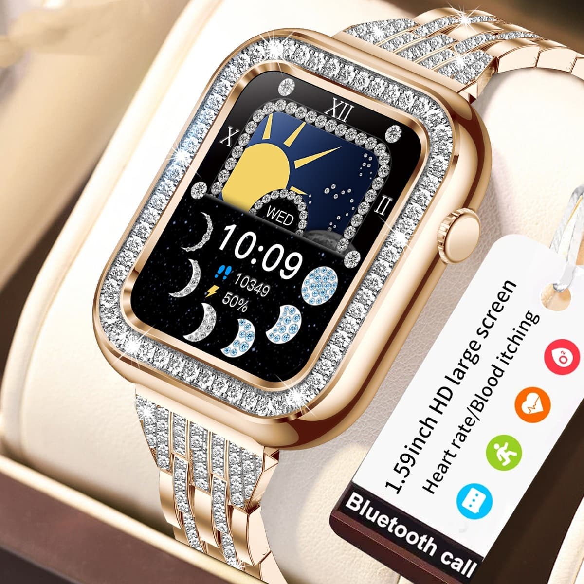 Relógio Smartwatch com Brilhantes