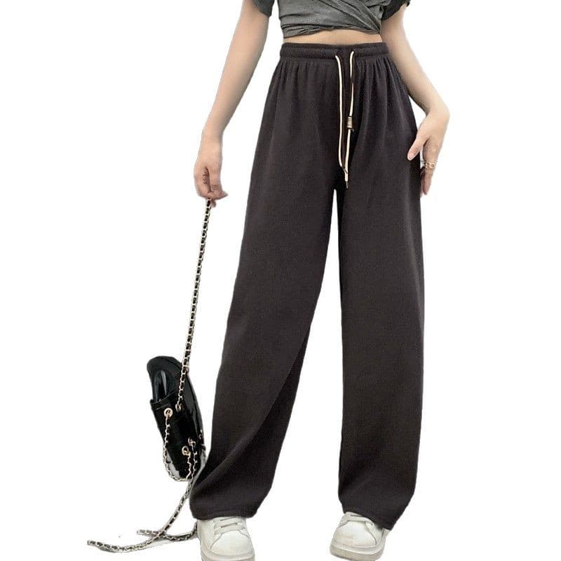Calça De Veludo Cotelê Com Cordão Duplo, Pernas Largas, Mode 7