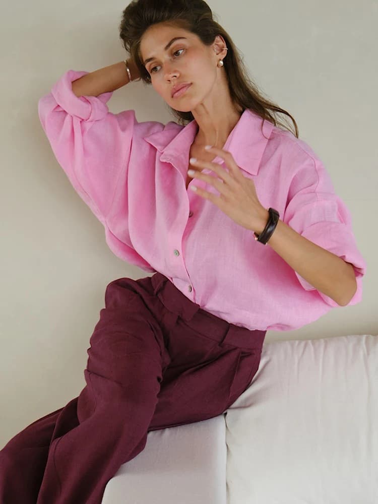 Blusa feminina de manga comprida com babados 4