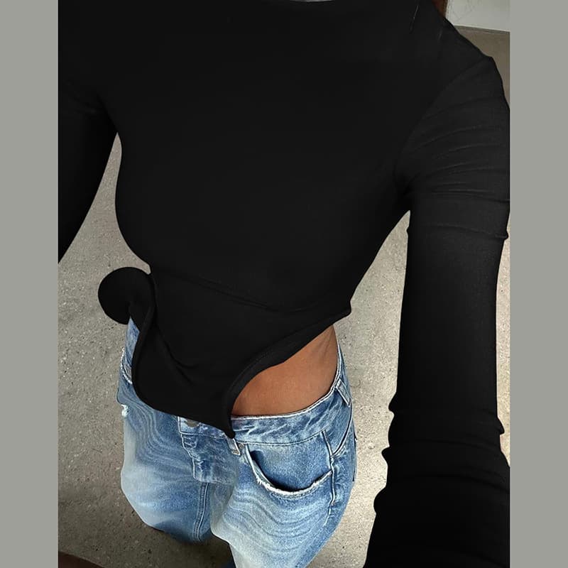 Blusa feminina de manga comprida e modelagem justa 4