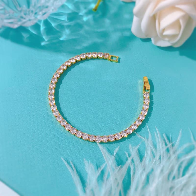 Pulseira de zircônia, joia simples e versátil para mulheres. 9