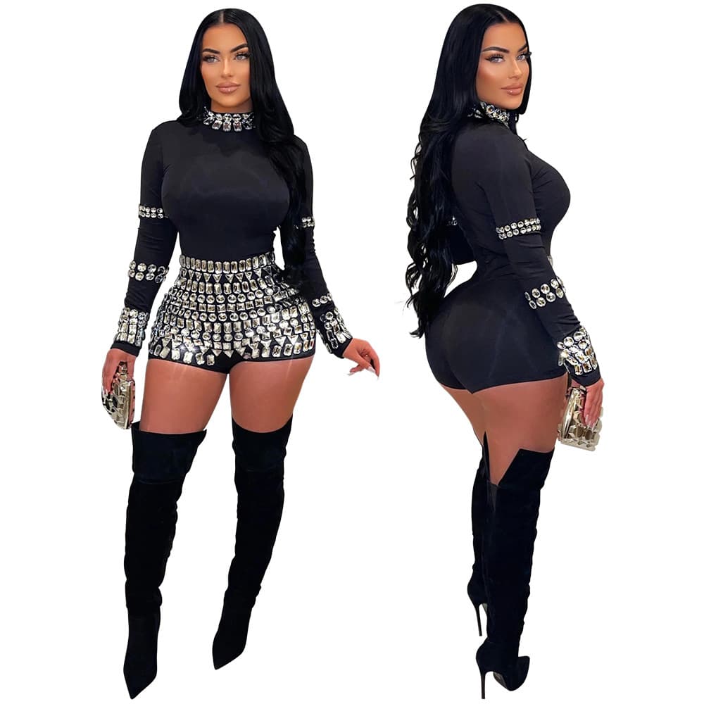 Body feminino de corte justo com strass 4
