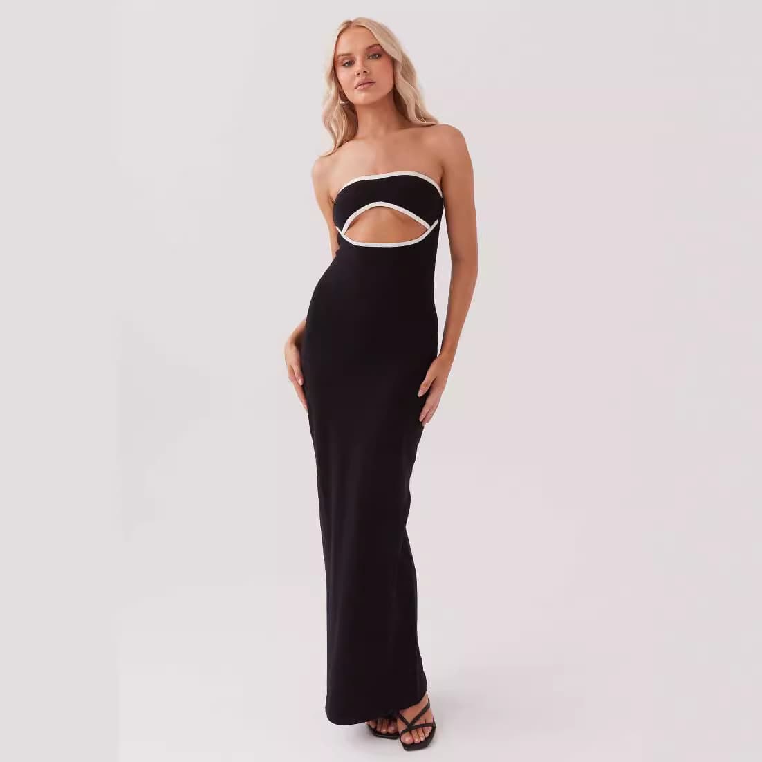 Vestido de malha tomara que caia feminino 4