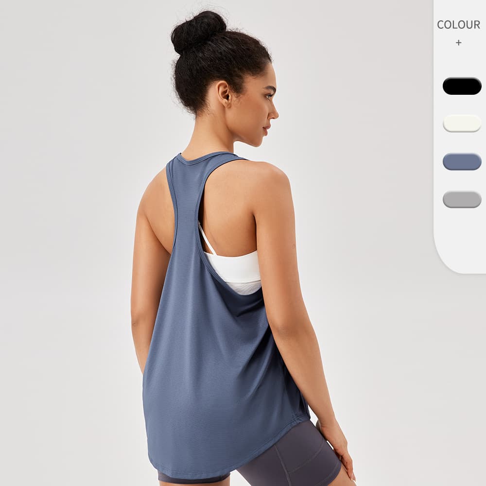 Blusa esportiva feminina, estilo regata, folgada, para ioga, secagem rápida, respirável, sem mangas, ideal para treino e 3