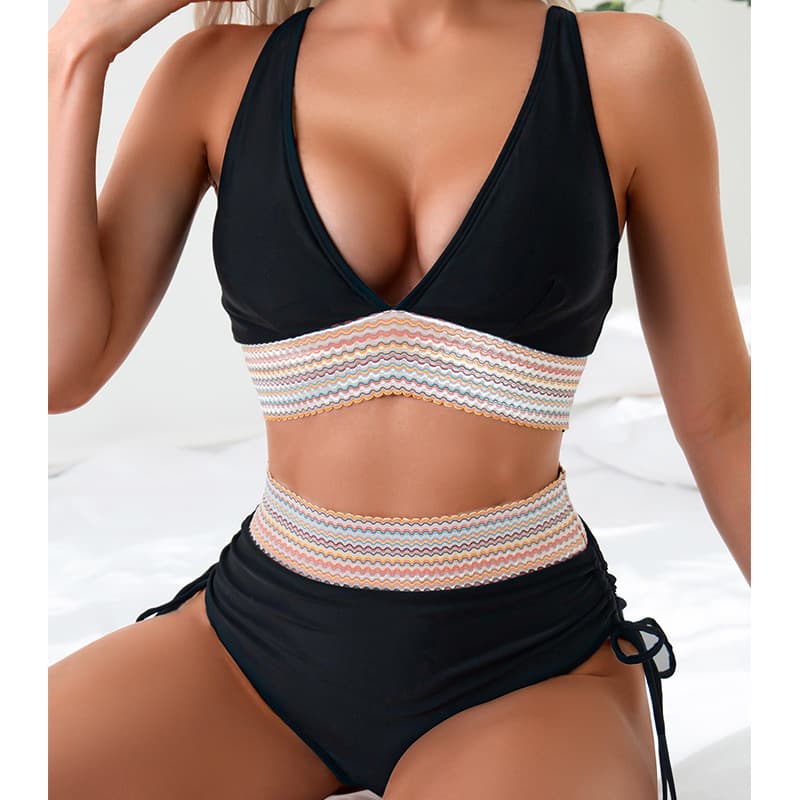 BiquíNi Feminino Sexy Com Decote Em V Profundo E Costas Nuas