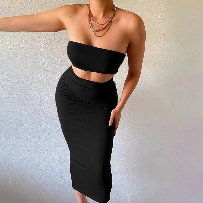 Conjunto elegante de saia longa estilo tubinho para mulheres