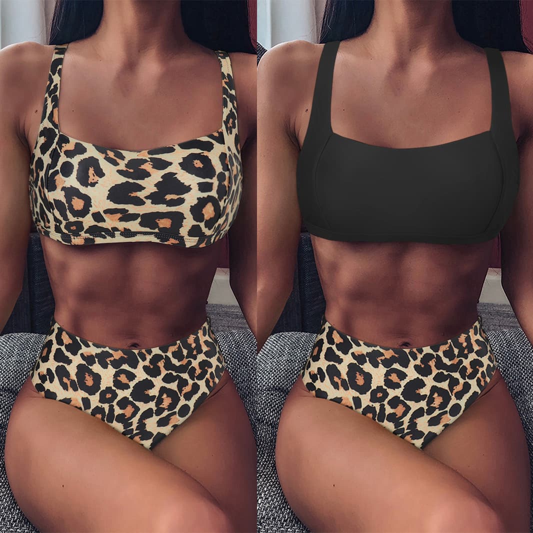 BiquíNi Cintura Alta Com Estampa De Leopardo, Modelo Push-Up