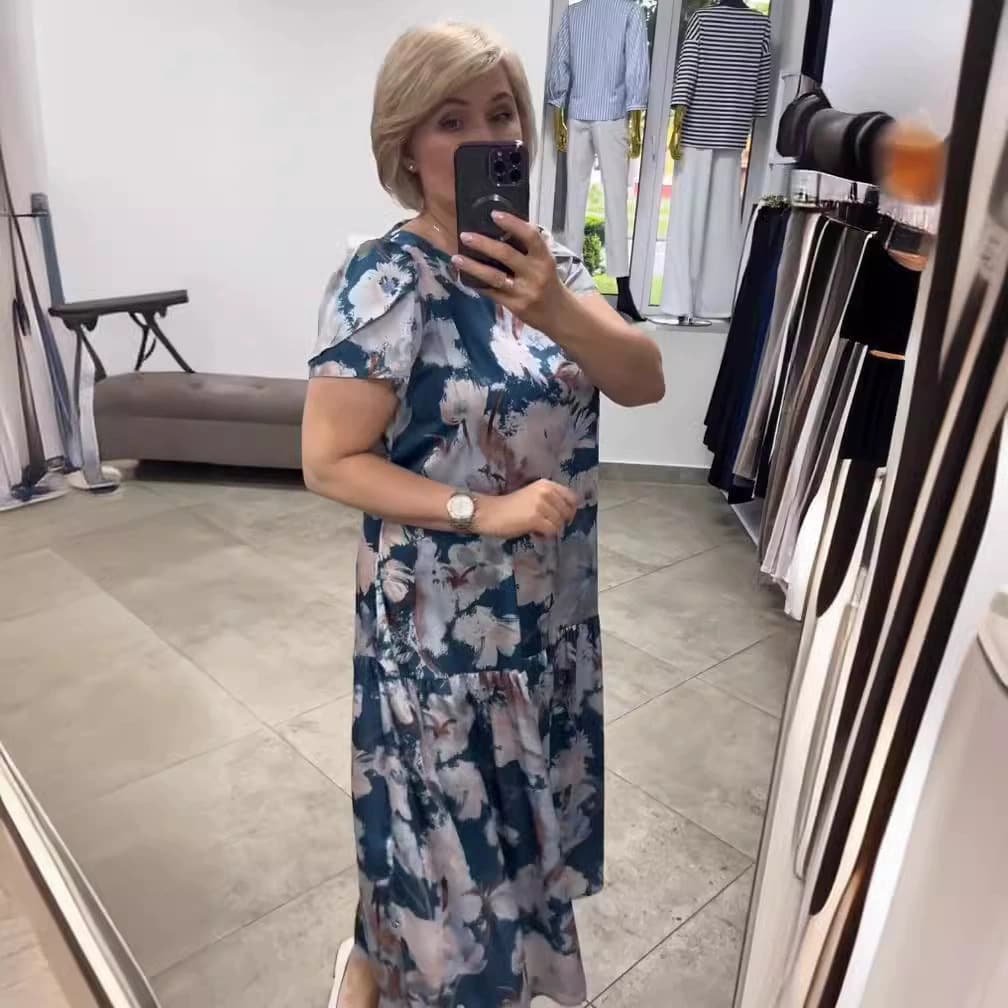 Vestido de verão floral em popeline para mulheres 5
