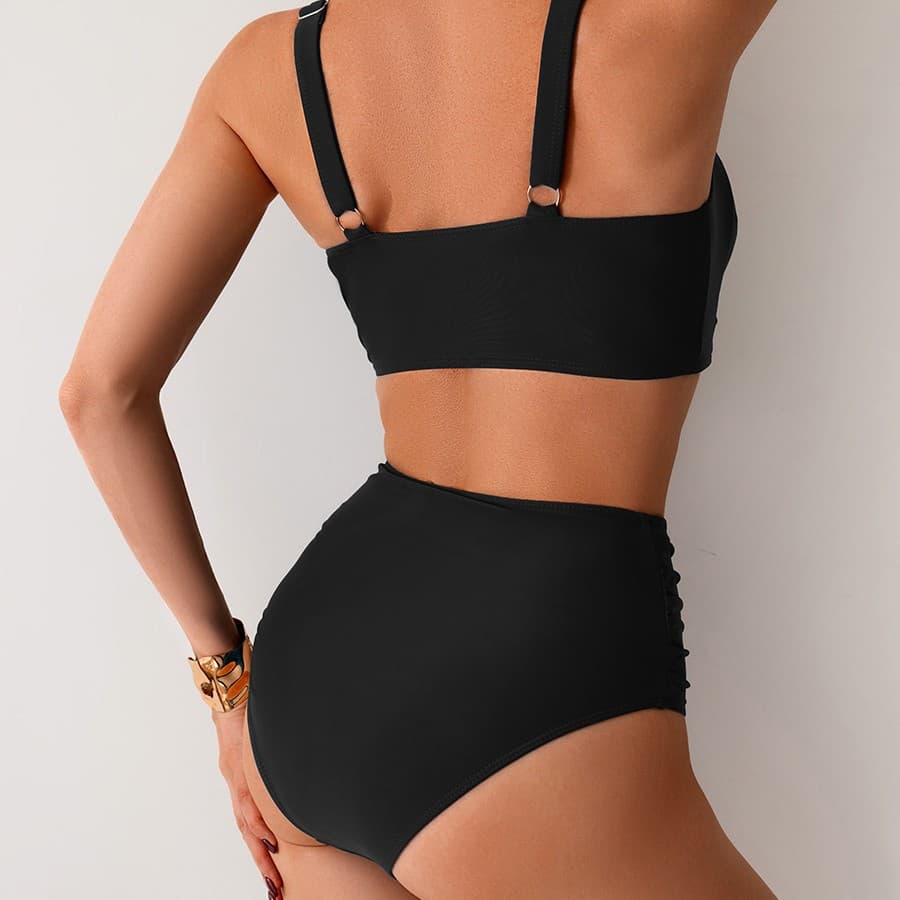 Maiô feminino sexy de cintura alta com fenda 6