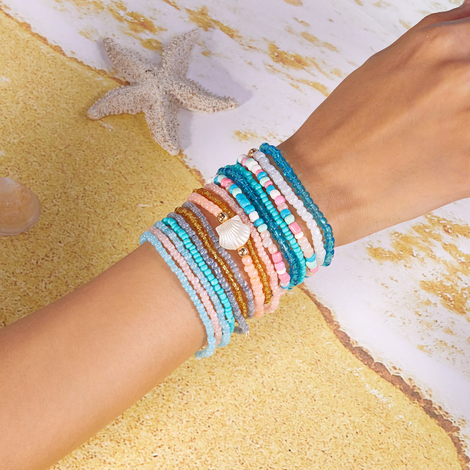 Conjunto de pulseira boêmia para férias femininas 9