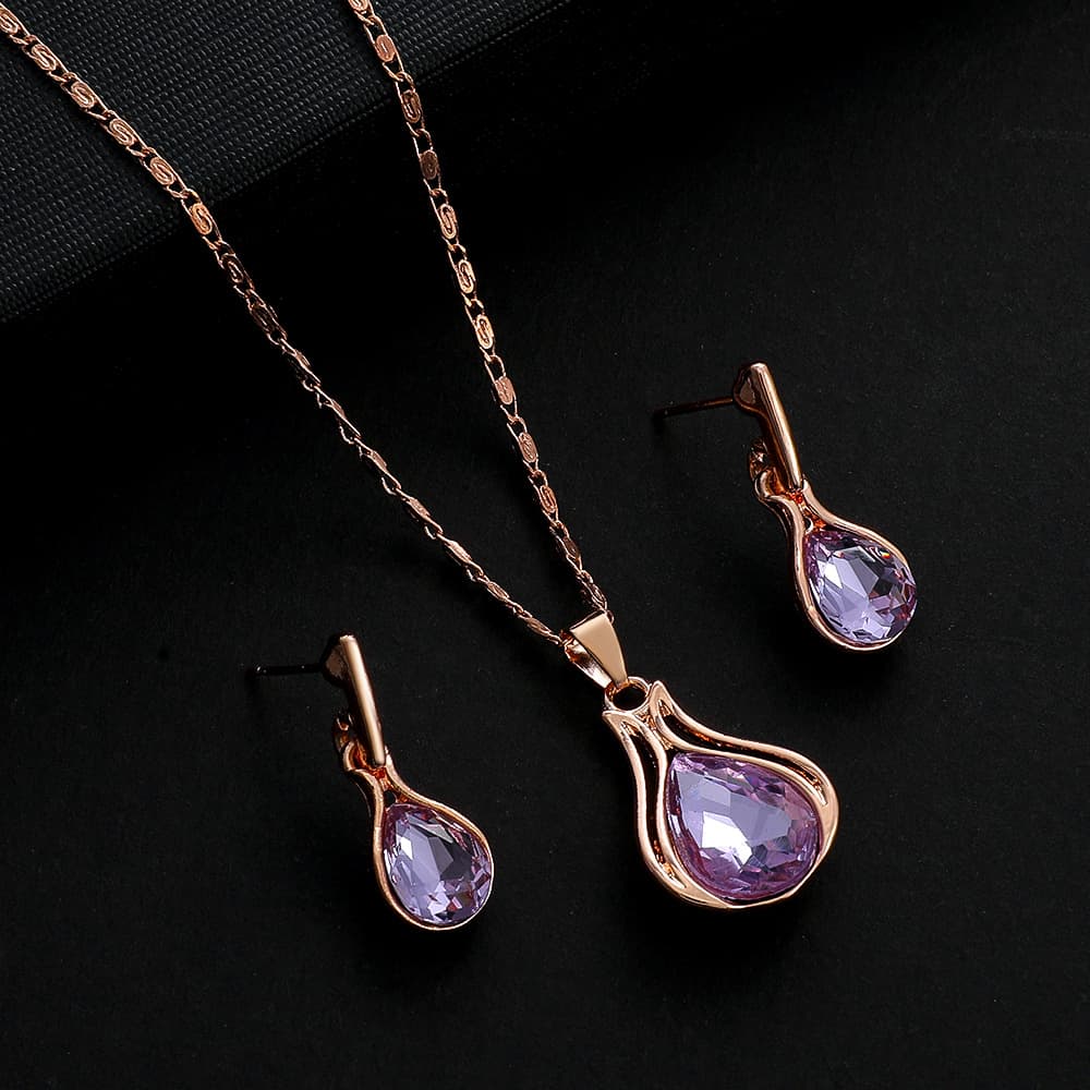 Conjunto de joias em formato de gota de água esmeralda para mulheres 5