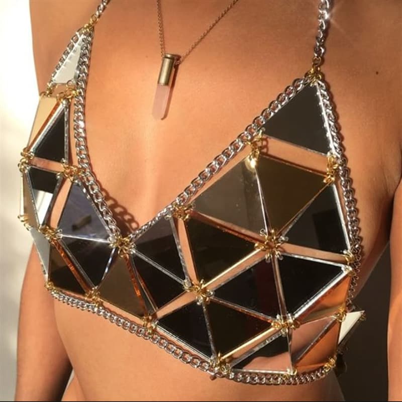 Top Fashion Nightclub com lantejoulas acrílicas e costura triangular. 11