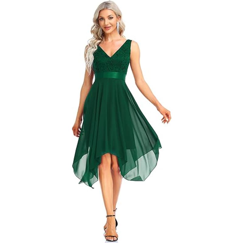 Vestido Em Chiffon Com Renda 3