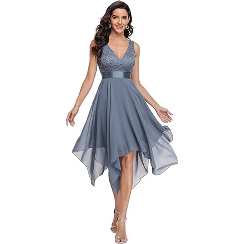 Vestido Em Chiffon Com Renda 6