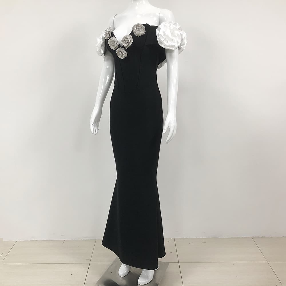 Vestido de Festa, Cintura Alta, Florada