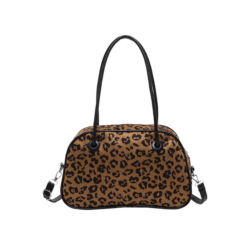 Bolsa de boliche vintage com estampa de leopardo para mulheres 4