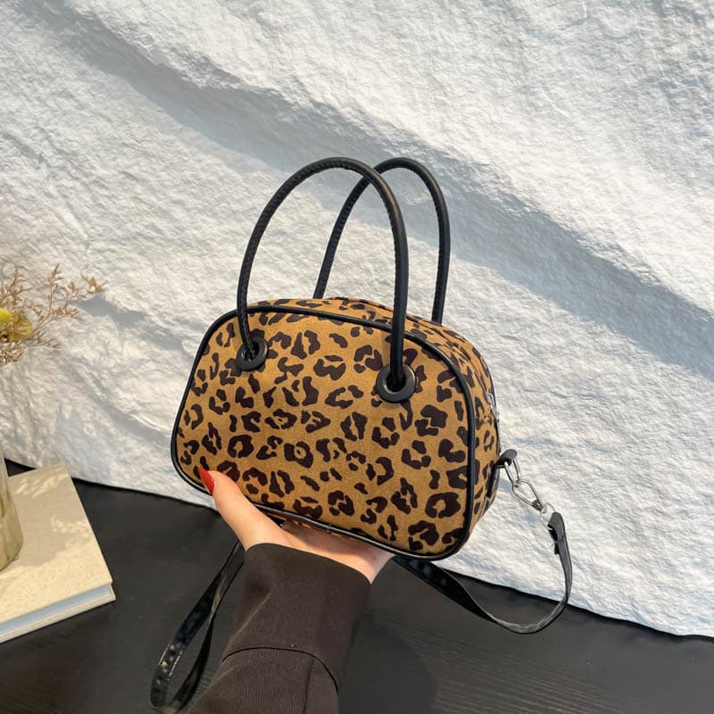 Bolsa de boliche vintage com estampa de leopardo para mulheres 3
