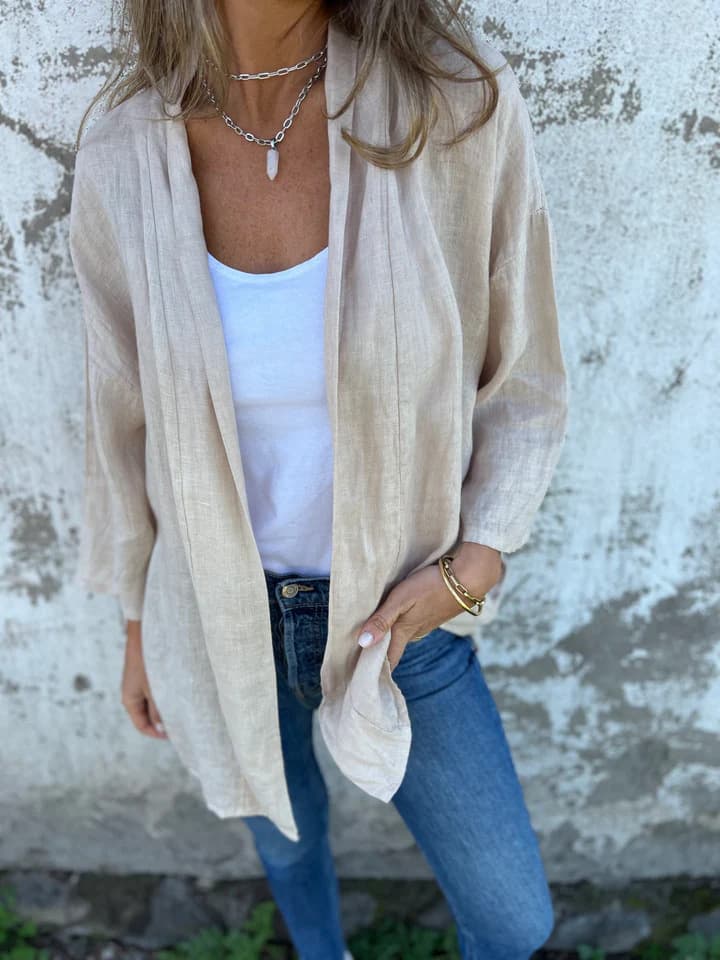 Casaco de malha feminino com bolsos largos 9