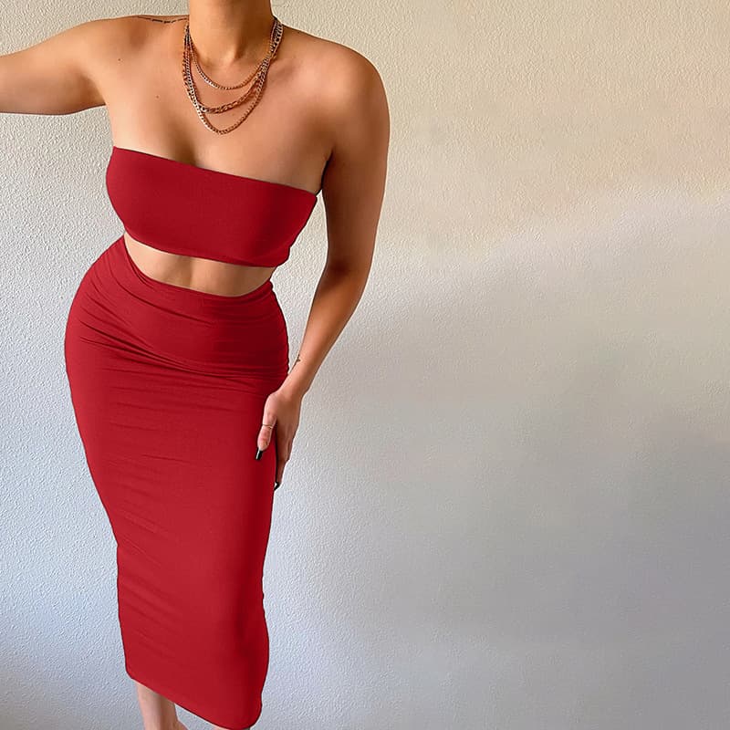 Conjunto elegante de saia longa estilo tubinho para mulheres 5