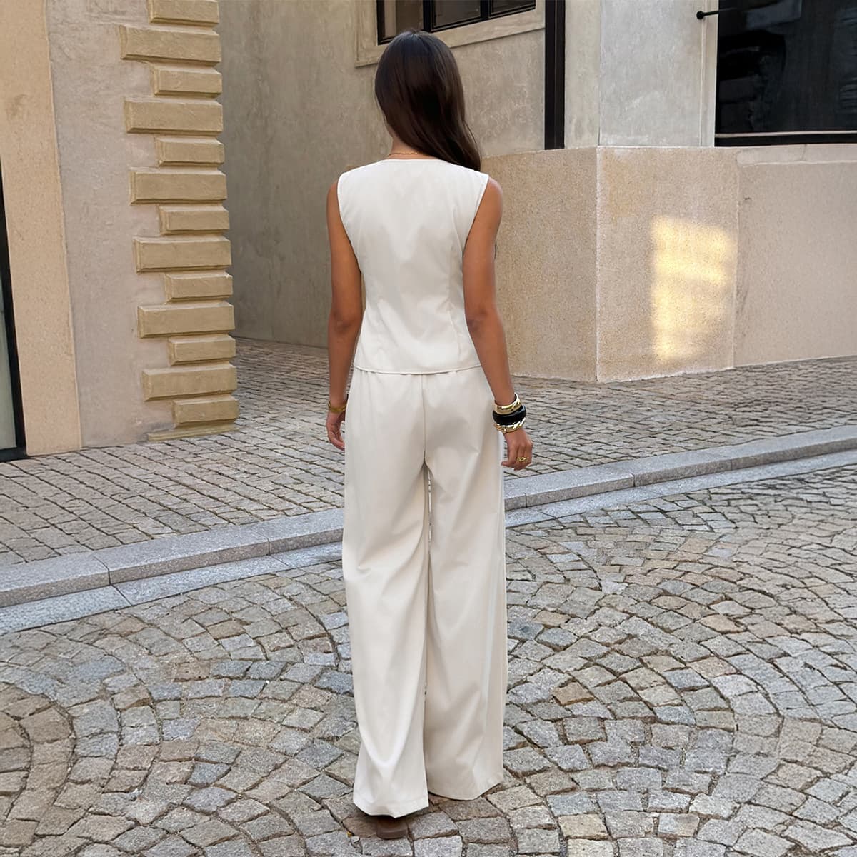 Conjunto de colete modelador de cintura bege para mulheres