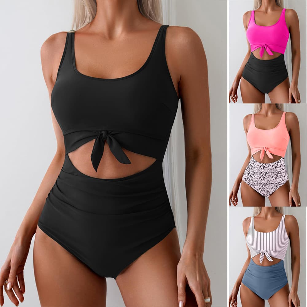 Maiô Feminino De Uma PeçA Com Costura Contrastante, AlçAs E Cobertura Da Barriga.