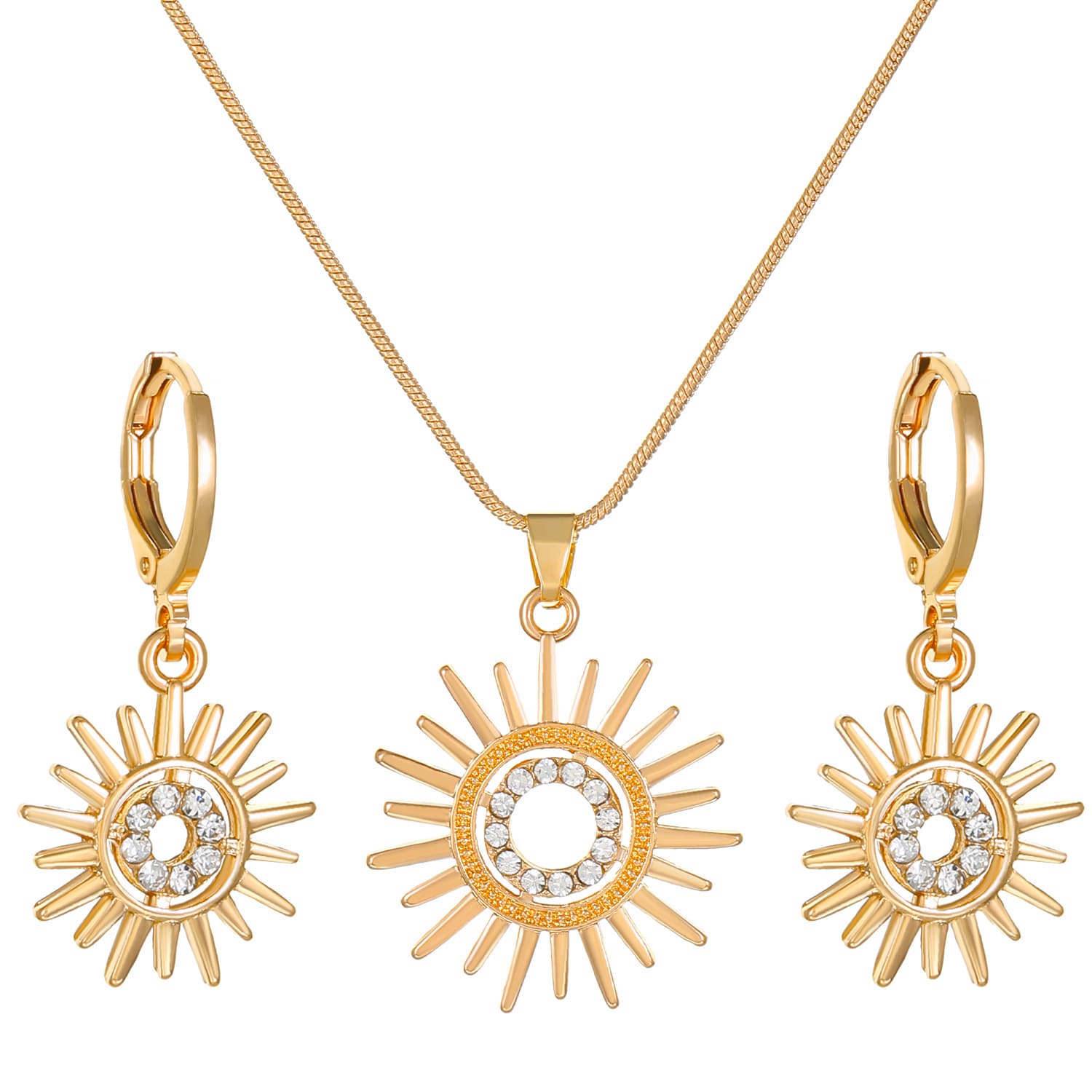 Conjunto de colar e brincos de girassol para mulheres 2