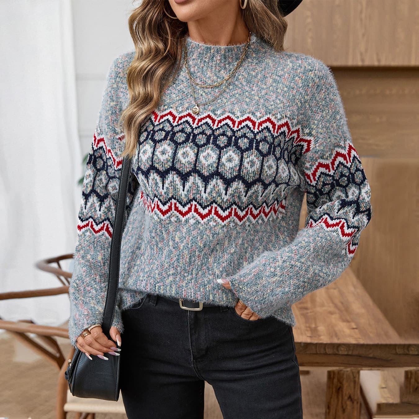 Blusa feminina casual de manga comprida